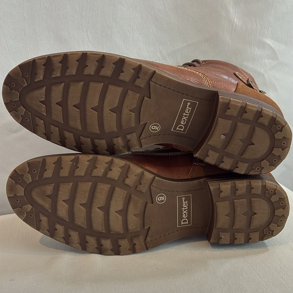 Dexter faux brown leather faux Sherpa lined ankle boots lace up & zip up Size 9 - Picture 8 of 16
